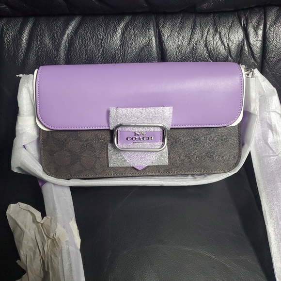 NEW! Coach CJ617 Morgan Shoulder Bag In Signature Canvas - Brown Iris - Picture 3 of 5